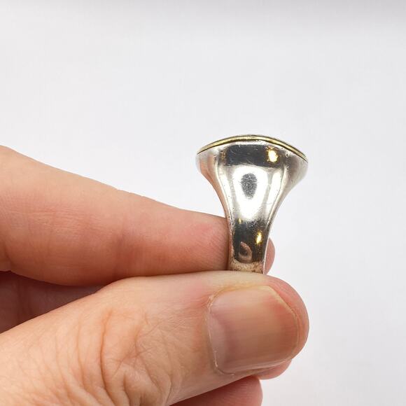 ERIC GROSSBARDT PICASSO Ring 18K Solid Gold 925 Sterling Inlaid MOP - Size 7 1/2 - Picture 11 of 14